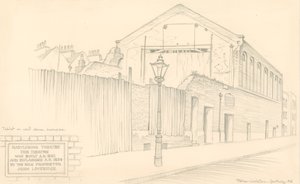 Théâtre de Marylebone, Londres, arrière du théâtre dans Mulready Street (anciennement Little Church Street) - Peter Jackson