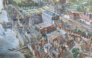 Ancien Londres reconstruit : Le Palais de Whitehall vers 1680
