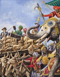 La bataille de Plassey de 1757 (gouache sur papier)