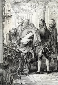 Reine Caroline Mathilde de Danemark (1751-1775) forcée de signer les documents de divorce suite à son aventure extraconjugale en 1772 - Peter Johann Nepomuck Geiger