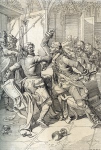 Révolte des Streltsy : arrestation des membres des régiments de Streltsy après leur soulèvement en 1698 contre les innovations progressistes du tsar Pierre le Grand, Russie