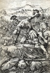 Le suicide du général romain Varus (Publius Quinctilius Varus) sur son épée à la bataille de Teutobourg opposant les Romains aux Germains en 9 après J.-C. - Peter Johann Nepomuck Geiger