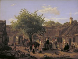 Scène de la vie dans une ferme du Sjælland à midi