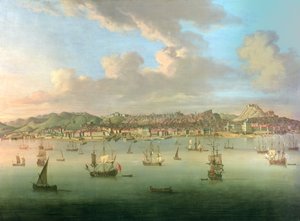 La flotte britannique entrant dans le port de Lisbonne, 1735