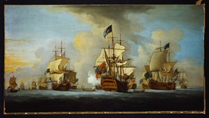 La flotte anglaise au mouillage avec le navire de l