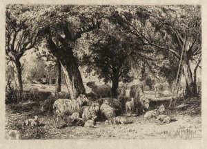 (Moutons dans un verger)