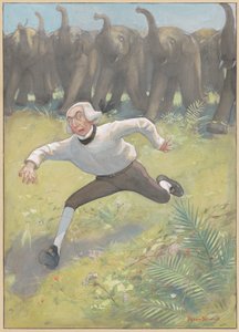 Homme Fuyant des Éléphants - Peter Newell