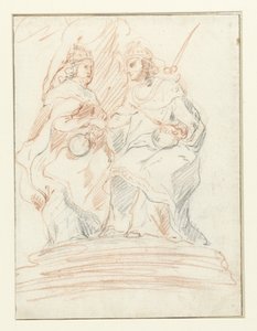 Roi et reine sur un trône, derrière eux se tient Fama
Christ et Marie - Peter Paul Rubens (possibly)
