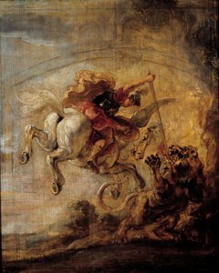 Bellérophon monte sur Pégase à travers sa lance la chimère - Peter Paul Rubens