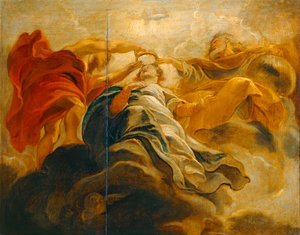 Le Couronnement de la Vierge par Dieu le père et par Jesus-Christ (painting on wood) - Peter Paul Rubens