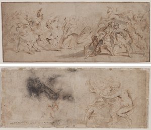 Réconciliation des Romains et des Sabines (recto) Vénus désarmant Mars, étude de draperie (verso) - Peter Paul Rubens
