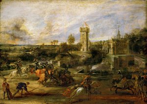 Le tournoi (huile sur bois) - Peter Paul Rubens