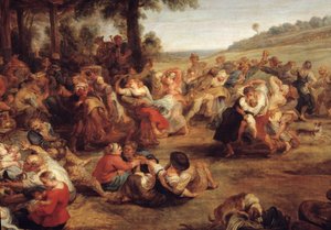 La foire ou le mariage au village (détail représentant la fête champêtre) - Peter Paul Rubens