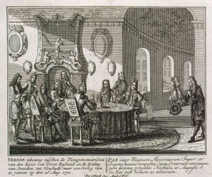 Conclusion du traité de paix de Nystad le 20 août 1721 - Peter Schenk the Younger