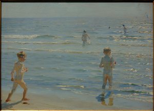 Garçons se baignant. Soleil. Skagen