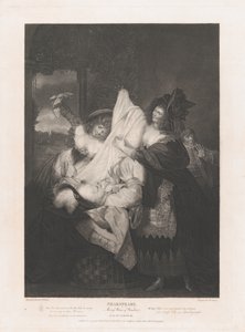 Falstaff dans le panier de linge, Shakespeare, Les Joyeuses Commères de Windsor, première publication 1793, rééditée 1852 - Peter Simon