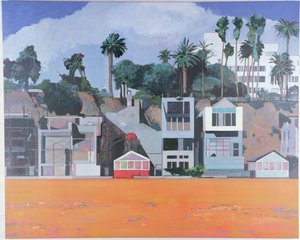 Houses Under the Cliff, Santa Monica, États-Unis, 2002 (huile sur lin)