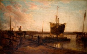 Jetée avec bateaux, 1800-50 - Peter de Wint