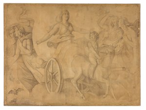 Der Abend (Der Wagen der Artemis). Karton zu den Deckenbildern der Münchner Glyptothek - Peter von Cornelius