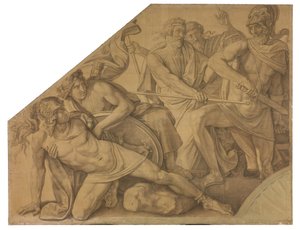 Der Zweikampf zwischen Ajax und Hektor. Karton zu den Deckenbildern der Münchner Glyptothek - Peter von Cornelius