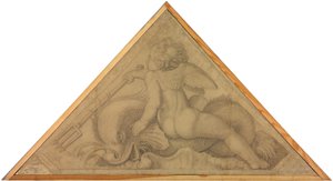 Eros mit dem Delphin (Element des Wassers). Karton zu den Deckenbildern der Münchner Glyptothek - Peter von Cornelius