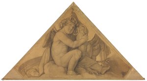 Eros mit dem Pfau (Element der Luft). Karton zu den Deckenbildern der Münchner Glyptothek - Peter von Cornelius