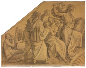 Odysseus entdeckt Achill unter den Töchtern des Lykomedes. Karton zu den Deckenbildern der Münchner Glyptothek - Peter von Cornelius