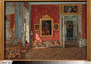 La salle cramoisie de dessin dans le château de Kouskovo (Moscou, Russie) - Petr Ivanovic Petrovichev