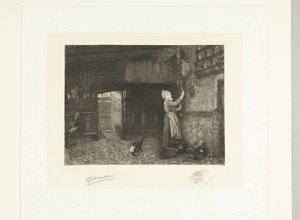 Femme remontant une horloge murale - Petrus Johannes Arendzen