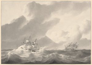 Navires dans une mer orageuse