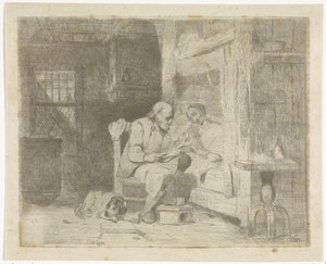 Vieil homme lisant à sa femme - Petrus Marius Molijn