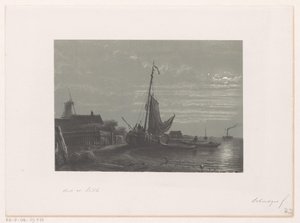 Voilier échoué au clair de lune - Petrus Paulus Schiedges (I)