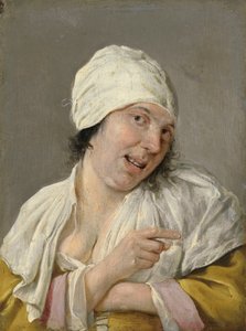Vue : Une jeune femme pointant du doigt. De la série Personnifications des cinq sens, c.1635-66