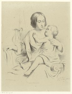 Mère avec enfant sur les genoux - Petrus Theodorus van Wijngaerdt