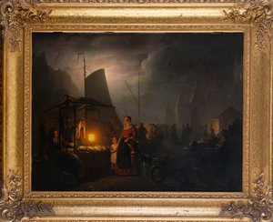 Une place de marché la nuit, Bruxelles, 1870 - Petrus van Schendel