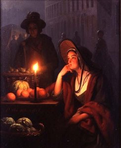 Étal de marché la nuit
