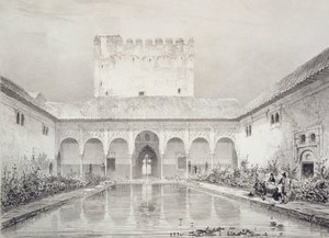 Bassin et fontaine dans la cour de l