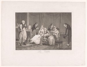 Groupe de jeunes femmes et hommes dans un intérieur - Philibert Louis Debucourt