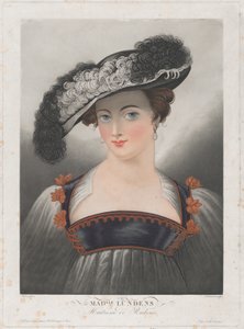 Portrait de Susanna Lunden, portant un chapeau à larges bords avec des plumes - Philibert Louis Debucourt