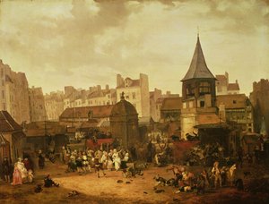 Réjouissances aux Halles pour célébrer la naissance du dauphin Louis de France (1781-89) 21 janvier 1781, 1783 - Philibert Louis Debucourt
