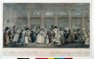 Promenade dans la galerie du palais royal en 1787. Gravure de Louis Philibert Debucourt (1755 - 1832) - Philibert Louis Debucourt