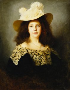 Portrait de Mici Lukacs, 10 ans, portant une robe bleu foncé avec col en dentelle - Philip Alexius de Laszlo