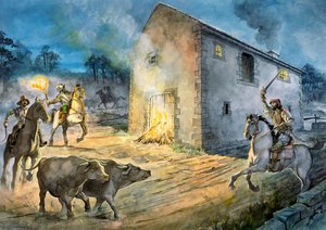 Reivers attaquant Birdoswald, 16ème siècle - Philip Corke