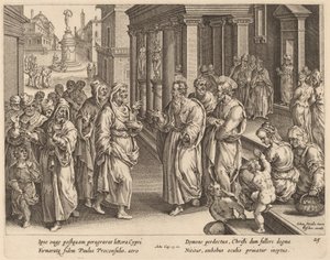 Saint Paul dispute le sorcier - Philip Galle after Jan van der Straet