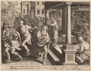 Saint Paul chassant les esprits maléfiques - Philip Galle after Jan van der Straet