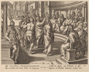 Saint Paul devant le grand prêtre - Philip Galle after Jan van der Straet