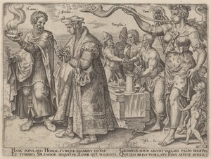 Honneur, splendeur, parasites, renommée - Philip Galle, after Maerten van Heemskerck