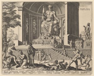 Olympy Iovis Simulacrum (La statue de Jupiter à Olympie) - Philip Galle, after Maerten van Heemskerck