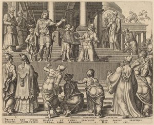 La lecture du livre de la loi devant le peuple - Philip Galle, after Maerten van Heemskerck