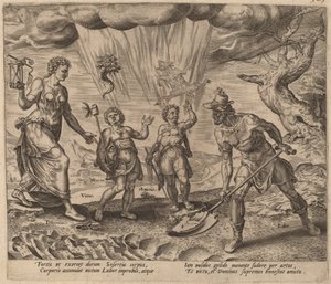 Le Seigneur dotant le travailleur diligent de nourriture et de vêtements - Philip Galle after Maerten van Heemskerck